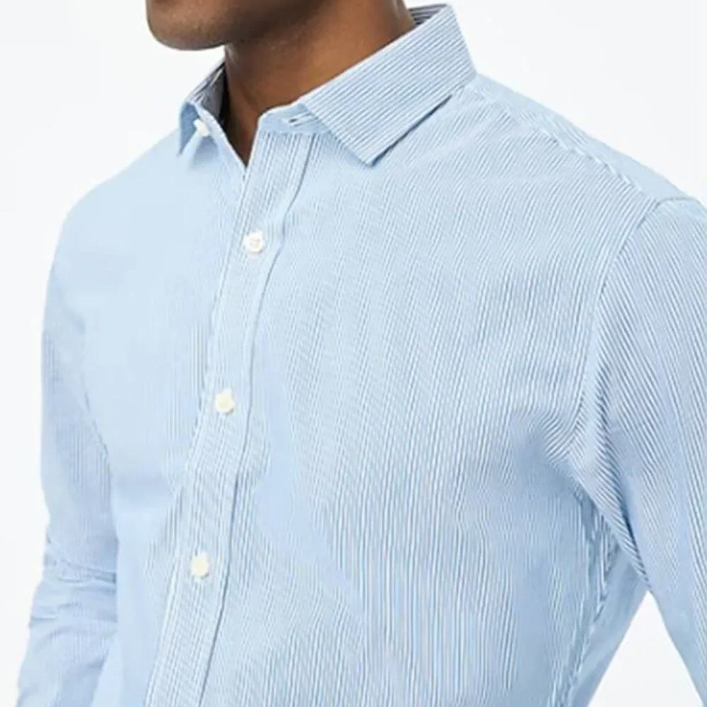 J Crew Men's Slim Performance Dress Shirt Stretch Quick Dry Cotton Blue 2XL $89